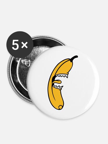 Evil Monster Banana - Buttons groß 56 mm (5er Pack) - Weiß