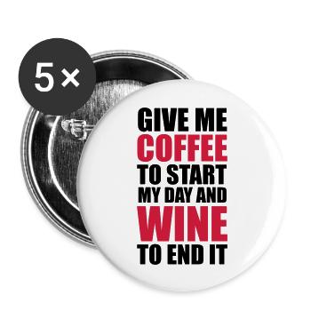 Coffee & Wine - Buttons large 2.2''/56 mm (5-pack) - white - Front