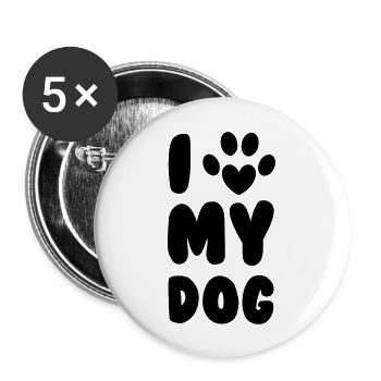 Love My Dog - Buttons groß 56 mm (5er Pack) - Weiß - Vorne