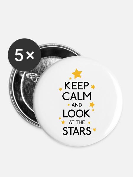 Keep Calm Stars - Buttons groß 56 mm (5er Pack) - Weiß