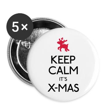 Keep Calm X-mas - Lot de 5 grands badges (56 mm) - blanc - Devant