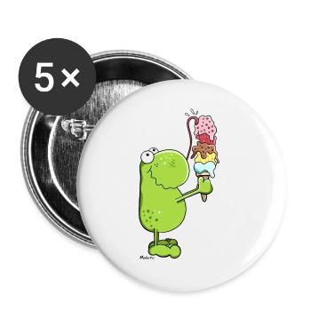 Frosch mit Eis - Buttons groß 56 mm (5er Pack) - Weiß - Vorne