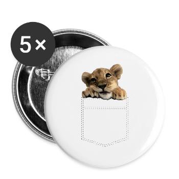 mignon lion bébé dans la poche poitrine - Lot de 5 grands badges (56 mm) - blanc - Devant