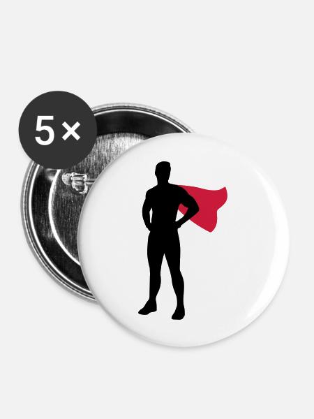 Superhero - Buttons groß 56 mm (5er Pack) - Weiß