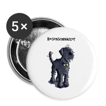 Süßer Riesenschnauzer - Buttons groß 56 mm (5er Pack) - Weiß - Vorne