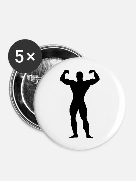 flexing man - Buttons groß 56 mm (5er Pack) - Weiß