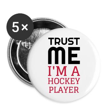 Hockey - Cross - Eishockey - Skater - Ice Hockey - Lot de 5 grands badges (56 mm) - blanc - Devant