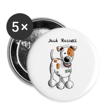 Jack Russell Terrier - Lot de 5 grands badges (56 mm) - blanc - Devant