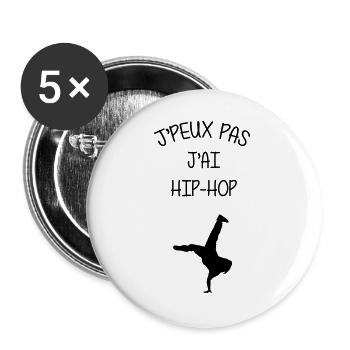 Hip-Hop / Rap / Instrument de Musique / Hip Hop - Lot de 5 grands badges (56 mm) - blanc - Devant