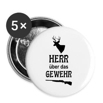 Herr über das Gewehr - Buttons groß 56 mm (5er Pack) - Weiß - Vorne