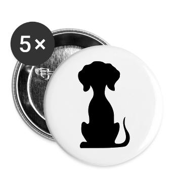 hund - Buttons groß 56 mm (5er Pack) - Weiß - Vorne