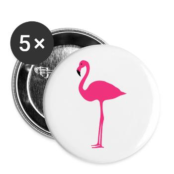 Flamingo 2 colors - Buttons large 2.2''/56 mm (5-pack) - white - Front