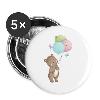 Bear with balloons - Buttons large 2.2''/56 mm (5-pack) - white - Front
