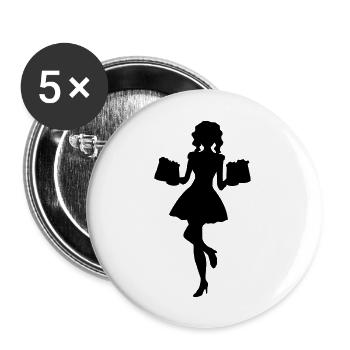 Mensch - Frau mit Bierkrug - Buttons groß 56 mm (5er Pack) - Weiß - Vorne