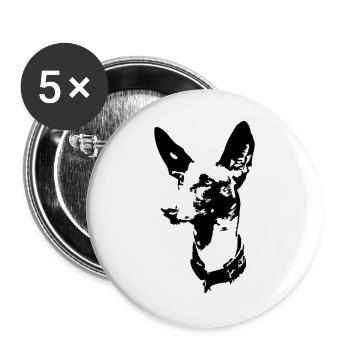 Podenco Kopf - Buttons groß 56 mm (5er Pack) - Weiß - Vorne