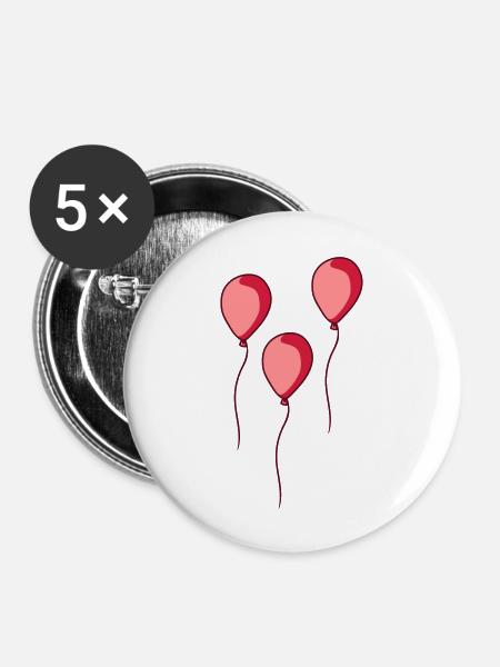 3 glaenzende Luftballons - Buttons groß 56 mm (5er Pack) - Weiß