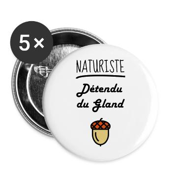 Naturismus / FKK / Nudismus / Naturist - Buttons groß 56 mm (5er Pack) - Weiß - Vorne
