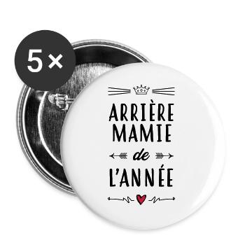 Großmütter / Oma / Mami / Großmutter / Mamy - Buttons groß 56 mm (5er Pack) - Weiß - Vorne