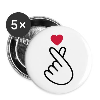 ♥I Love You-Cute Korean Finger Heart Sign♥ - Buttons large 2.2''/56 mm (5-pack) - white - Front