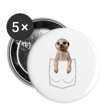 Erdmännchen Meerkat Brusttasche Pocket Bestseller - Buttons large 2.2''/56 mm (5-pack) - white - Front