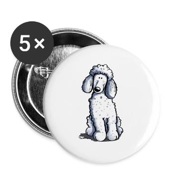 Kleiner Pudel - Buttons groß 56 mm (5er Pack) - Weiß - Vorne
