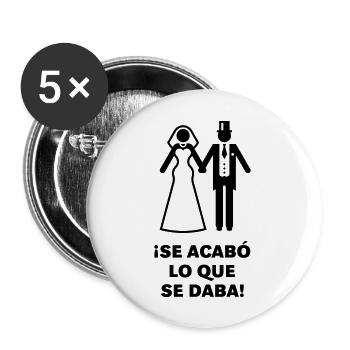 It's over what was given! (Wedding / Wedding / Groom) - Buttons large 2.2''/56 mm (5-pack) - white - Front