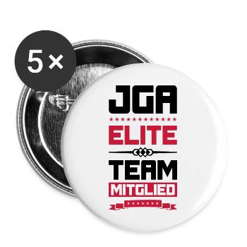 jga elite team - Buttons groß 56 mm (5er Pack) - Weiß - Vorne