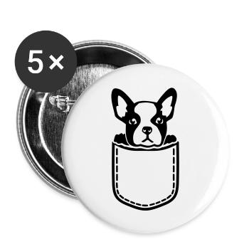 French Bulldog - Buttons large 2.2''/56 mm (5-pack) - white - Front