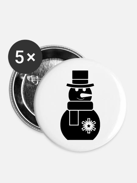 schneemann - Buttons groß 56 mm (5er Pack) - Weiß
