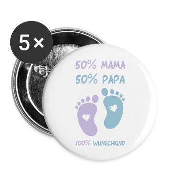 baby_fuesse_wunschkind_001 - Buttons groß 56 mm (5er Pack) - Weiß - Vorne