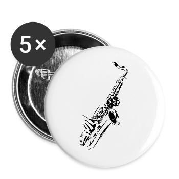 Saxophone music instrument musician band horn * - Buttons large 2.2''/56 mm (5-pack) - white - Front