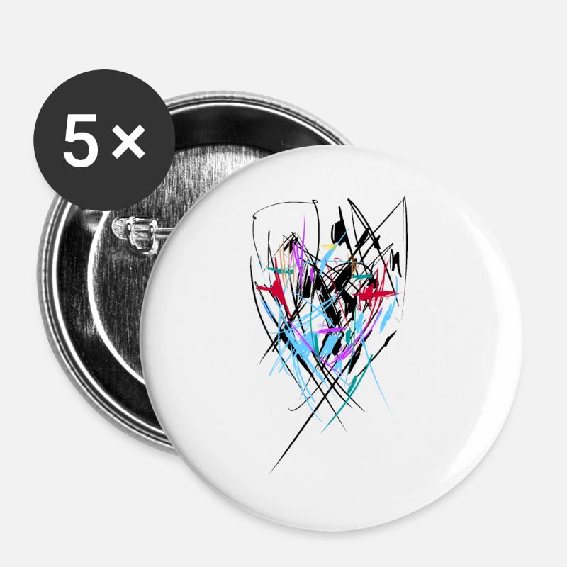 abstrakt - Buttons groß 56 mm (5er Pack) - Weiß