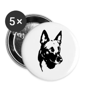 Malinois head - Buttons large 2.2''/56 mm (5-pack) - white - Front