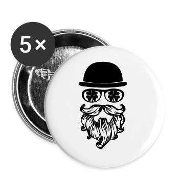 Hipster (anpassbare Farbe) - Buttons groß 56 mm (5er Pack) - Weiß - Vorne