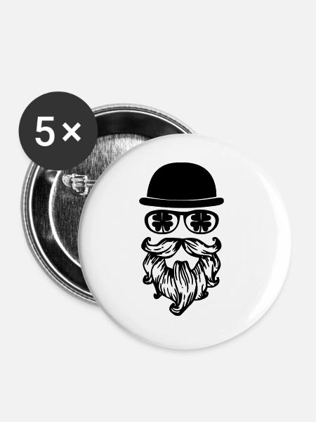 Hipster (anpassbare Farbe) - Buttons groß 56 mm (5er Pack) - Weiß