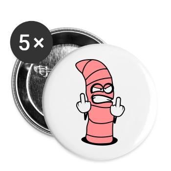 Böser Wurm Design - Buttons groß 56 mm (5er Pack) - Weiß - Vorne