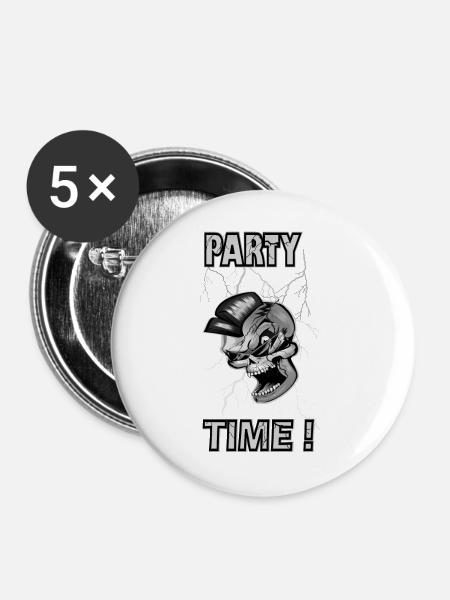 partytime bw - Buttons groß 56 mm (5er Pack) - Weiß
