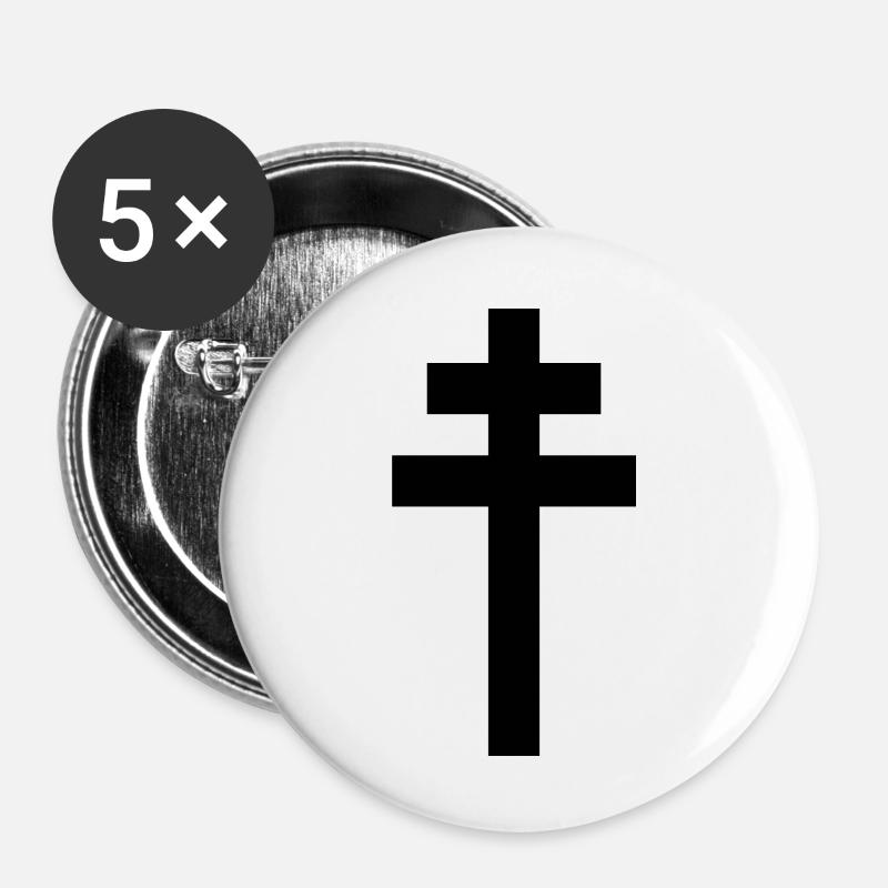Lorraine cross - Buttons large 2.2''/56 mm (5-pack) - white