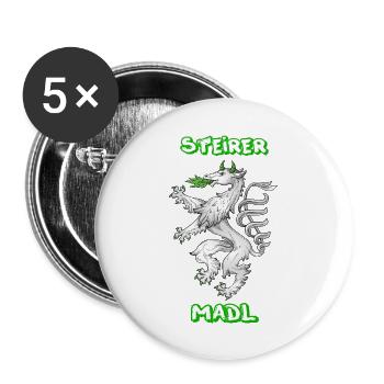 Steirer Madl - Buttons groß 56 mm (5er Pack) - Weiß - Vorne