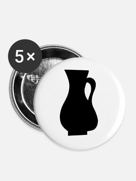 Abstrakte Kunst Objekt Kanne Geschenkidee - Buttons groß 56 mm (5er Pack) - Weiß
