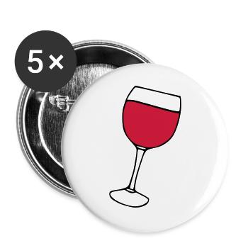 Red wine in the glass - Buttons large 2.2''/56 mm (5-pack) - white - Front
