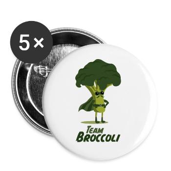 Broccoli Superhero Vegan Vegetarian Vegetable Gardener - Buttons large 2.2''/56 mm (5-pack) - white - Front