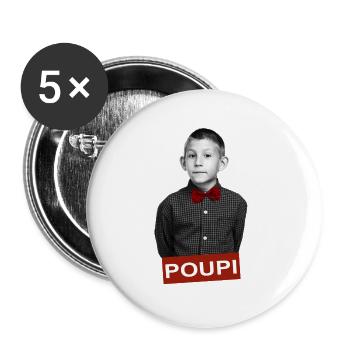 Poupi Malcom Dewey - Lot de 5 grands badges (56 mm) - blanc - Devant