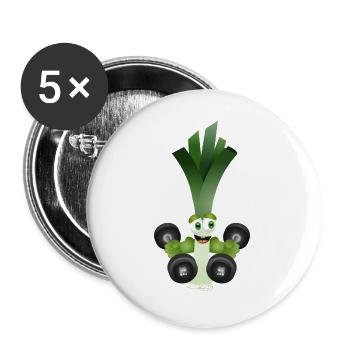 Eine Stange Lauch mit Hanteln beim trainieren - Buttons groß 56 mm (5er Pack) - Weiß - Vorne