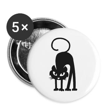 black cat - Buttons large 2.2''/56 mm (5-pack) - white - Front
