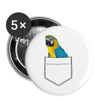 Pectoral Perroquet Ara - Lot de 5 grands badges (56 mm) - blanc - Devant