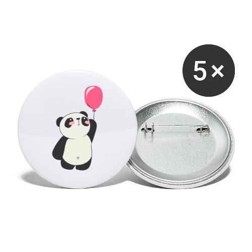 Panda mit Luftballon - Buttons groß 56 mm (5er Pack)