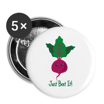 Just beet it Geschenk Pflanzen Vegan Spruch - Buttons groß 56 mm (5er Pack) - Weiß - Vorne