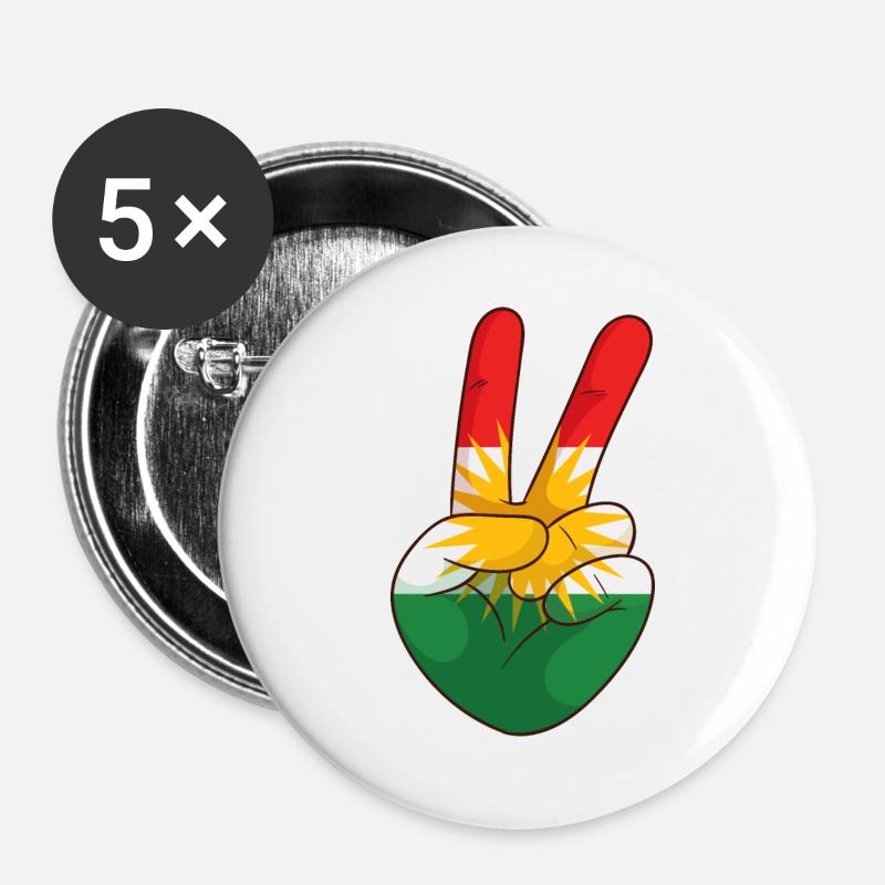 Kurdistan - Buttons large 2.2''/56 mm (5-pack) - white