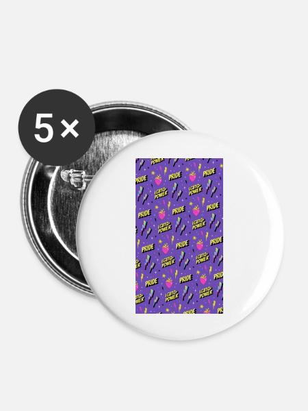 LGBTIQ Pride Month Pattern - Buttons large 2.2''/56 mm (5-pack) - white
